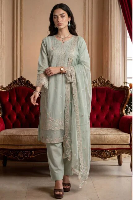 AANGAN PREMIUM EMBROIDERED CHIKAN-KARI