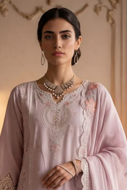 AANGAN PREMIUM EMBROIDERED CHIKAN-KARI