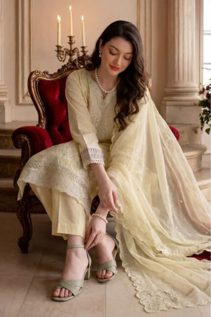 AANGAN PREMIUM EMBROIDERED CHIKAN-KARI