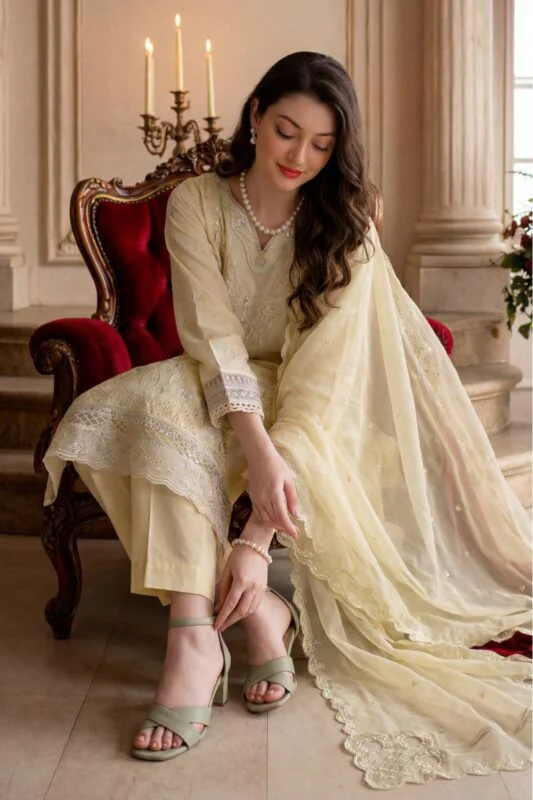 AANGAN PREMIUM EMBROIDERED CHIKAN-KARI
