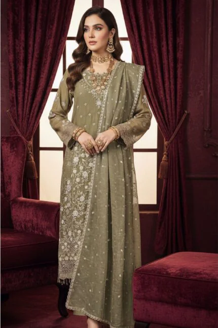 BISMA LUXURY CHIFFON 3-Piece Embroidered Suit