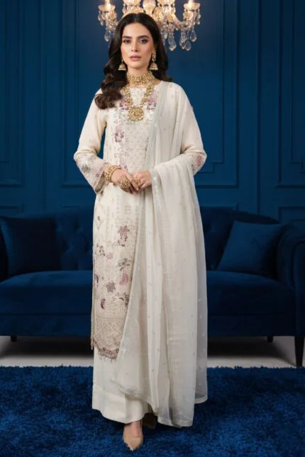 BISMA LUXURY CHIFFON 3-Piece Embroidered Suit