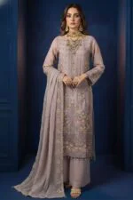 BISMA LUXURY CHIFFON 3-Piece Embroidered Suit