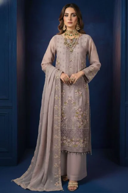 BISMA LUXURY CHIFFON 3-Piece Embroidered Suit