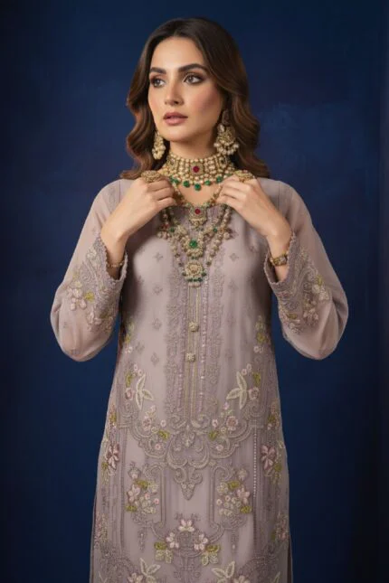 BISMA LUXURY CHIFFON 3-Piece Embroidered Suit