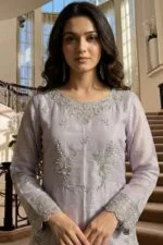 JIYA Stitched Sheesha Silk EmbJIYA Stitched Sheesha Silk Embroidered Suit with Handwork.roidered Suit with Handwork.