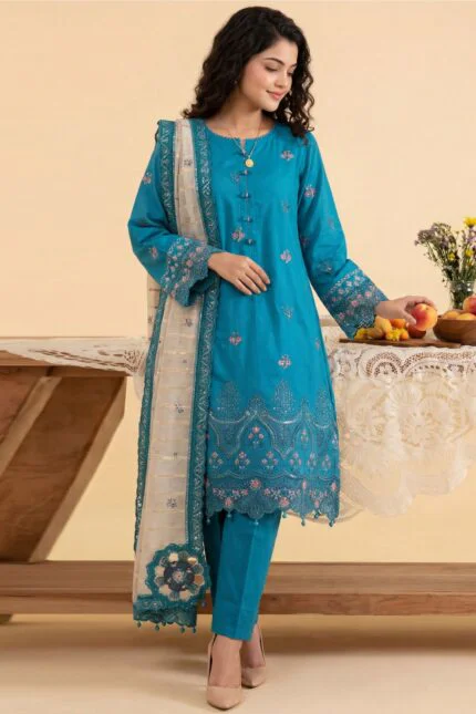 NEESHEY LUXURY SLUB LAWN UNSTITCHED 3PC SUIT