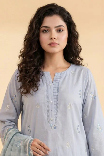 NEESHEY LUXURY SLUB LAWN UNSTITCHED 3PC SUIT