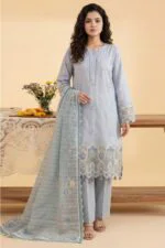 NEESHEY LUXURY SLUB LAWN UNSTITCHED 3PC SUIT