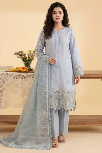NEESHEY LUXURY SLUB LAWN UNSTITCHED 3PC SUIT