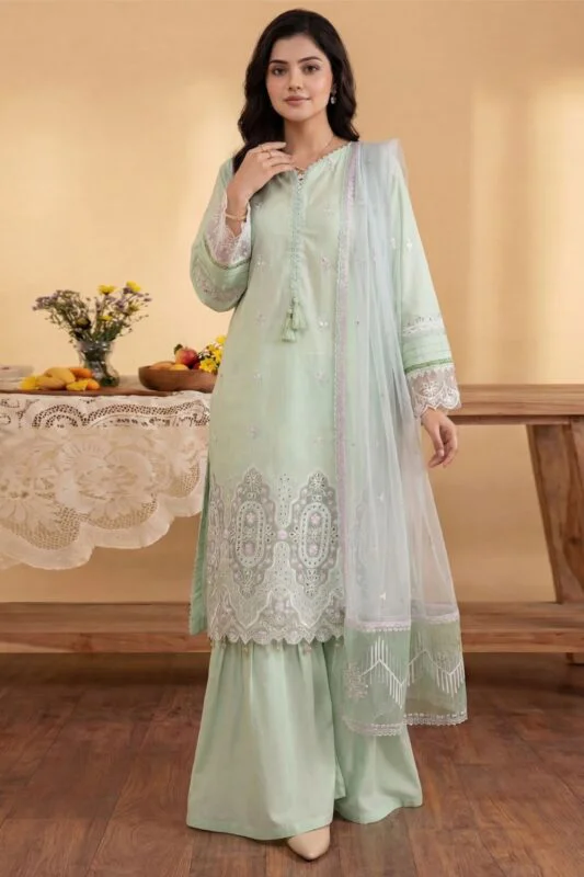 NEESHEY LUXURY SLUB LAWN UNSTITCHED 3PC SUIT