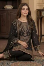 SALLY LUXURY RAW SILK EMBROIDERED SUIT