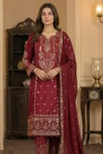 SALLY LUXURY RAW SILK EMBROIDERED SUIT