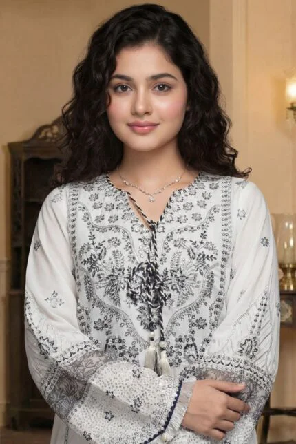 SALLY LUXURY RAW SILK EMBROIDERED SUIT