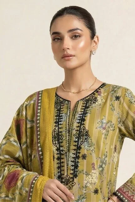 ANDAZ PREMIUM UNSTITCHED EMBROIDERED CUT DANA LAWN SUIT