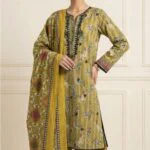 ANDAZ PREMIUM UNSTITCHED EMBROIDERED CUT DANA LAWN SUIT