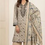 ANDAZ PREMIUM UNSTITCHED EMBROIDERED CUT DANA LAWN SUIT