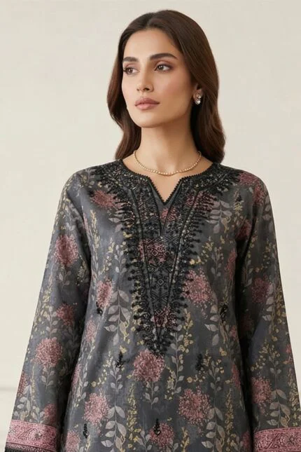 ANDAZ PREMIUM UNSTITCHED EMBROIDERED CUT DANA LAWN SUIT