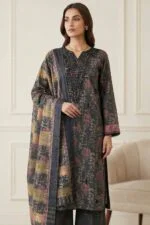 ANDAZ PREMIUM UNSTITCHED EMBROIDERED CUT DANA LAWN SUIT