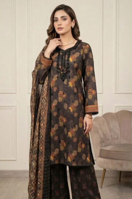 ANDAZ PREMIUM UNSTITCHED EMBROIDERED CUT DANA LAWN SUIT