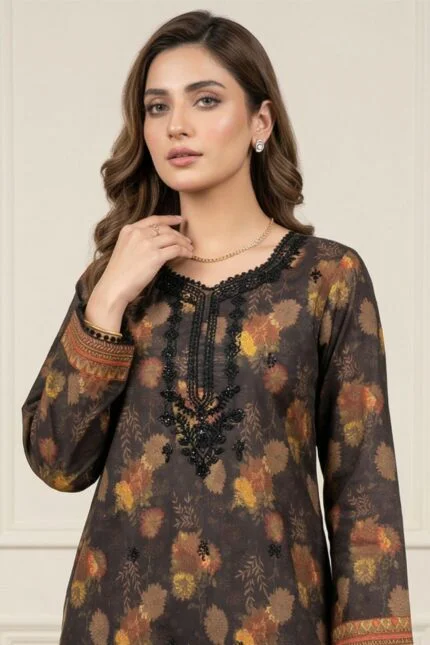 ANDAZ PREMIUM UNSTITCHED EMBROIDERED CUT DANA LAWN SUIT