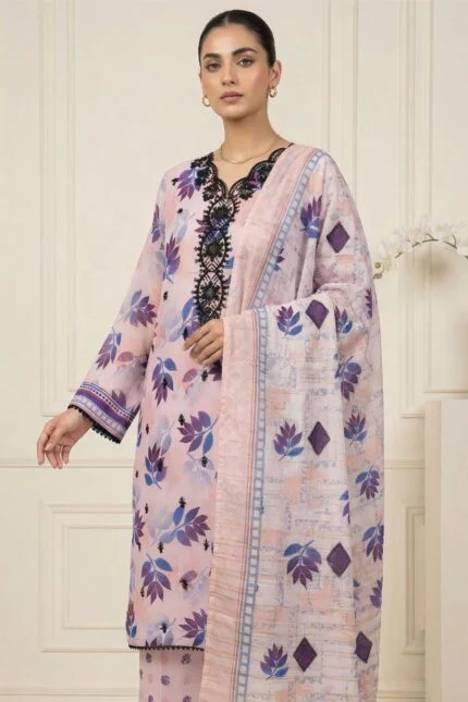 ANDAZ PREMIUM UNSTITCHED EMBROIDERED CUT DANA LAWN SUIT
