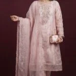 Luxury Embroidered Organza Suit EVA Collection with Clutch and Khosa