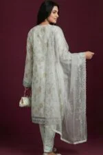 Luxury Embroidered Organza Suit EVA Collection with Clutch and Khosa