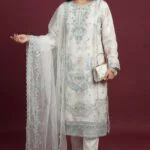 Luxury Embroidered Organza Suit EVA Collection with Clutch and Khosa