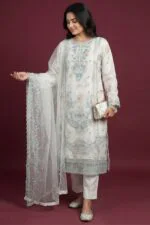 Luxury Embroidered Organza Suit EVA Collection with Clutch and Khosa