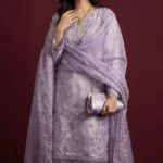 Luxury Embroidered Organza Suit EVA Collection with Clutch and Khosa