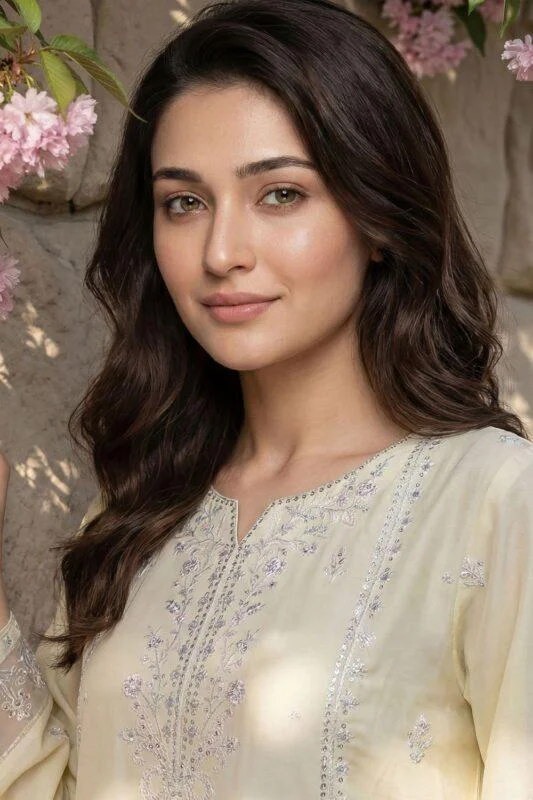 FARMAISH LUXURY SEMI-STITCHED EMBROIDERED CHICKEN KARI LAWN SUIT