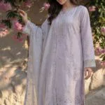 FARMAISH LUXURY SEMI-STITCHED EMBROIDERED CHICKEN KARI LAWN SUIT