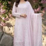 FARMAISH LUXURY SEMI-STITCHED EMBROIDERED CHICKEN KARI LAWN SUIT