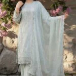FARMAISH LUXURY SEMI-STITCHED EMBROIDERED CHICKEN KARI LAWN SUIT