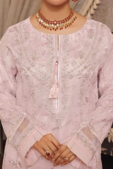 HALEEMA LUXURY SEMI-STITCHED EMBROIDERED ORGANZA SUIT