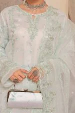 HALEEMA LUXURY SEMI-STITCHED EMBROIDERED ORGANZA SUIT