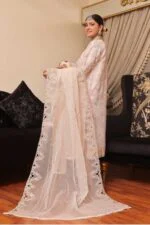HALEEMA LUXURY SEMI-STITCHED EMBROIDERED ORGANZA SUIT