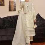 HALEEMA LUXURY SEMI-STITCHED EMBROIDERED ORGANZA SUIT