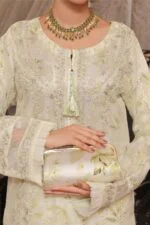 HALEEMA LUXURY SEMI-STITCHED EMBROIDERED ORGANZA SUIT