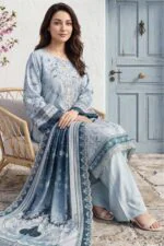 HEMLINE LUXURY UNSTITCHED CHIKEN-KARI EMBROIDERED TANA DORA LAWN SUIT