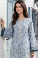 HEMLINE LUXURY UNSTITCHED CHIKEN-KARI EMBROIDERED TANA DORA LAWN SUIT