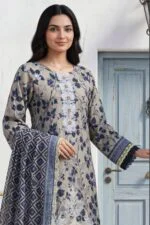 HEMLINE LUXURY UNSTITCHED CHIKEN-KARI EMBROIDERED TANA DORA LAWN SUIT