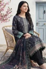 HEMLINE LUXURY UNSTITCHED CHIKEN-KARI EMBROIDERED TANA DORA LAWN SUIT