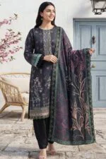 HEMLINE LUXURY UNSTITCHED CHIKEN-KARI EMBROIDERED TANA DORA LAWN SUIT