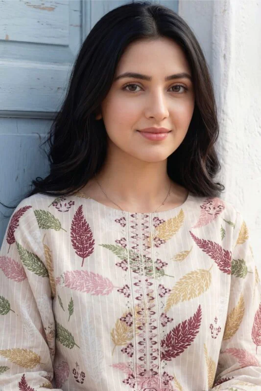 HEMLINE LUXURY UNSTITCHED CHIKEN-KARI EMBROIDERED TANA DORA LAWN SUIT