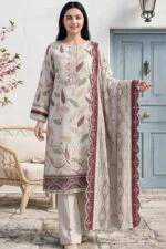HEMLINE LUXURY UNSTITCHED CHIKEN-KARI EMBROIDERED TANA DORA LAWN SUIT