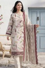 HEMLINE LUXURY UNSTITCHED CHIKEN-KARI EMBROIDERED TANA DORA LAWN SUIT
