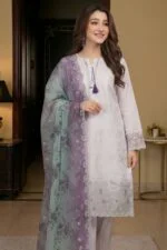 RAMEEN STITCHED LUXURY LASER-KARI EMBROIDERED LAWN SUIT