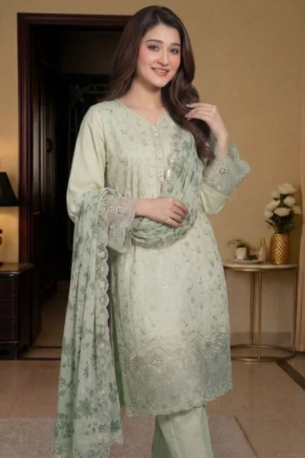 RAMEEN STITCHED LUXURY LASER-KARI EMBROIDERED LAWN SUIT